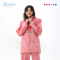 Rainfreem 超透氣 雨衣 兩件式雨衣 雨褲 機車雨衣 露營登山 外送通勤 - 珊瑚粉