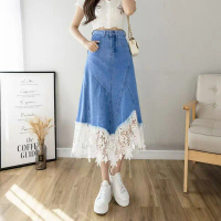 Rok panjang wanita Denim   /Rok Jeans cewek Fashion /Kain jeans lembut, nyaman, dan bernapas, dengan