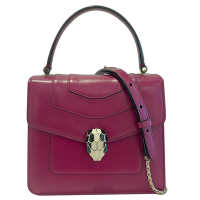 二手品 BVLGARI 寶格麗 牛皮蛇頭雙層手提鏈包