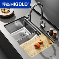 台灣公司貨 最低價 HIGOLD/悍高廚房一體階梯式水槽單槽304不銹鋼洗碗池臺上洗菜盆 快速發貨