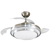 Ceiling Fan 42 Inch Hidden Blades Remote Control Modern Decorative LED Ceiling Fan Light