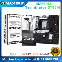 MAXSUN Terminator B760M Motherboard with Intel I5 12490F CPU Set[New with Package]Dual DDR4 DP HDMI-Compatible [without cooler]