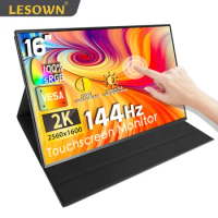 LESOWN Ultrawide Portable Monitor 16 inch USB C 2.5K UHD Touchscreen 2560x1600 ADS Second Screen Extender Display Monitor for PC