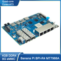 Banana Pi BPI-R4 Wifi 7 MediaTek MT7988A 4GB DDR4 8G eMMC 128MB SPI NAND Flash Smart Router Board Optional Case Fan