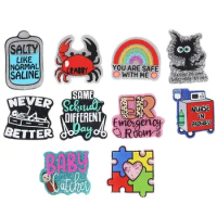 Glitter ER Autism Baby Catches Acrylic Charms Fit DIY ID Card Badge Holder Pins Keychain Jewelry Making Hospital Worker Gift