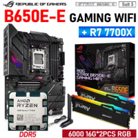 AMD B650 Motherboard Combo ASUS ASUS ROG STRIX B650E-E GAMING WIFI DDR5 Mainboard With R7 7700X Processor Kingston 6000 32GB