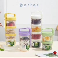 I.Q. BABY 2-3 Layers Plastic Food Container | Wadah Susun Tingkat Sereal Salad Buah Sayur | Shaker C