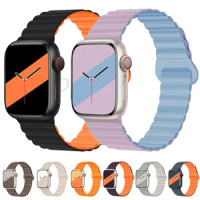 Magnetic Strap For Apple Watch Bands 45mm 38mm 49mm 40mm 42mm 41mm Silicone Sport Bracelet iWatch Series ultra 9 6 5 7 8 se 44mm