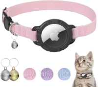 AirTag Cat Collar Sucegi Stretchy Kitten Collar with Apple Air Tag Holder and Bell Breakaway Design