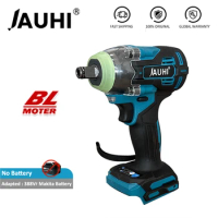 JAUHI 520N.M Brushless Electric Impact Wrench Cordless Electric Wrench 1/2 inch Screwdriver Power Tools for Makita 18V Battery