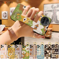 Vintage Flower Wrist Strap Case For Vivo X90 Pro Plus Stand Holder Silicone Shockproof Soft TPU Cover For Vivo X80 X70 X60 Pro+