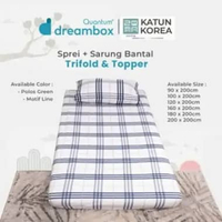 Quantum Dreambox Sprei Set Trifold dan Topper - Zoma Katun Korea Polos Green 160 x 200