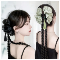 【HaNA 梨花】絕美10秒變髮術．新中式假髮泡泡網紗國風麻花辮子頭飾自然
