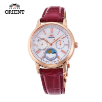 【ORIENT 東方錶】ORIENT 東方錶 SUN&amp;MOON系列 日月相錶 皮帶款 棗紅色-34.8mm(RA-KA0001A)