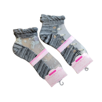 【日本WAGO】2雙入 頂級透氣親膚玻璃襪 舒適透明襪花卉花葉透視襪藤蔓蕾絲透膚絲襪(2雙入 深灰色)