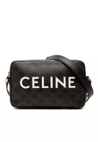 CELINE 二手 Celine 中型 Triomphe 塗層帆布 Logo 斜背包