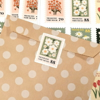 花卉郵票貼紙 120枚入 方形 感謝貼紙 禮盒封口貼 裝飾貼 手帳DIY 禮物包裝 裝飾【BlueCat】【JC4786】