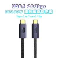 【SHOWHAN】USB4 20GBps 雙Type-C 100W鋁殼編織 PD快充線-2M