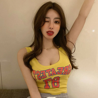 夏季性感外穿字母吊帶小背心緊身內搭打底衫百搭短款運動上衣女裝