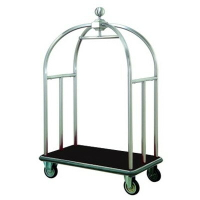 【屬過大商品，運費請先詢問】小金頂行李車(不銹鋼/黑毯)/H304