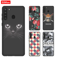 Silicone Phone Case For Samsung Galaxy A21 Luxury Cute Cat Dog Cartoon Pattern Back Cover For Samsung Galaxy A21S A21 S A 21 21S