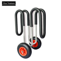 Portable Folding Trolley Energy-saving Kayak Carrier Cart with Removable Wheels and Aluminum Rubber Universal Canoe Hand Cart