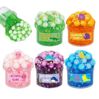 Jelly Cube Fluffy Slimes Kit Fluffy Slimes Kit With Glitter Crystal Glue Boba Slimes Party Favor For Children Girls Boys Kids