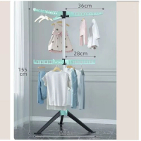 多功能衣帽架 晾衣架 簡約掛衣櫃 曬衣架【黑綠】升級雙層七翅防風-可升降旋轉 【大】