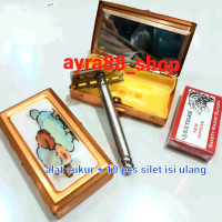 Razor Pisau Cukur Jenggot Dan Kumis Besi/Stainless bonus 10 Pcs Silet Isi ulang Cukur Manual