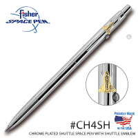 【fisher 美國】銀色筆身太空梭徽章筆夾太空筆(#CH4SH)