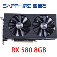 SAPPHIRE RX 580 8GB 2048SP Video Card 256Bit GDDR5 Graphics Cards for AMD RX500 series RX580 8GB Cards DisplayPort HDMI DVI Used
