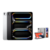 【Apple】2024 iPad Pro 11吋/WiFi/256G平板電腦(三折筆槽殼+鋼化保貼組)