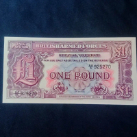 Koleksi Uang Kertas Kuno 1 Pound British Armed UNC Bagus