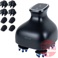 【日本代購】RELX EMS 頭皮按摩器｜IPX7 防水｜三段強度調節｜LED 指示燈｜附替換按摩頭｜霧面黑