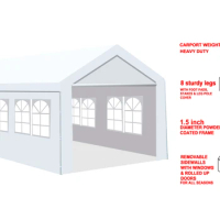 Carport 10x20x9 Feet Heavy Duty Car Canopy Portable Garage With Roll-up Windows For Truck Boat Car