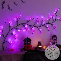 Halloween Artificial Tree Spider Bat Branch Light Ghost Festival Atmosphere Plug-in Decorative Color