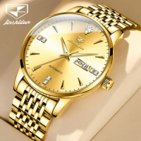 JSDUN 8943 Mechanical Fashion Watch Gift Round-dial Stainless Steel Watchband Calendar