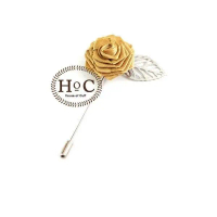 Houseofcuff  Lapel Pin Bros Jas Wedding Best Man  FLOWER LEAF GOLD