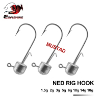 ESFISHING Pesca Ned Rig Hook Jig head 1.5g 2g 3g 5g 6g 10g 14g 18g Mustad Hooks for Soft Lure Fishing