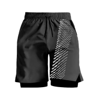 Fake Two-Piece Swimming Trunks for Men Quick-Dry Ice Si