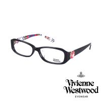 【Vivienne Westwood】經典立體土星環鈕扣款光學眼鏡(黑/藍格紋 VW266_04)
