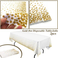 Table Plastic Tablecloths Plastic Gold Dot Disposable Dot Tablecloths Cover Kitchen，Dining &amp; Bar Grill Pad for