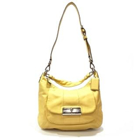 【COACH】F16808 純色皮革HOBO造型2way肩背/斜背包(淡黃色-全新展示品)