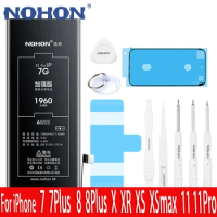 NOHON Battery For iPhone 7 8 Plus X XR XS MAX 11 Pro Bateria For iPhone7 iPhone8 Plus Replacement Real Capacity Phone Batarya