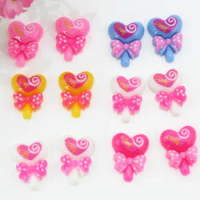 set of 100pcs 20x15x5mm Heart Lovely lollypop Candy Cabochon Cell phone Deco DIY Fake Sweets Jewelry card Scrapbooking sz0983