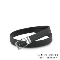 【BRAUN BUFFEL 德國小金牛】台灣總代理 沉穩紳士品味穿針式皮帶-銀色/BF21B-RO225T-SNK