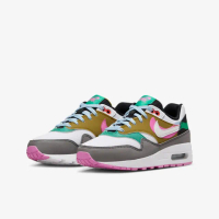 【NIKE 耐吉】慢跑鞋 女鞋 大童 運動鞋 緩震 氣墊 AIR MAX 1 SE GS 白灰綠 FJ3286-001