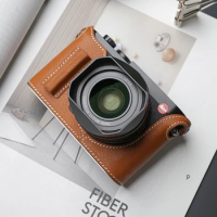 Roadfisher Vintage Genuine Real Leather Cowhide Camera Bag Pouch Protective Case Cover Half Base with Hand Grip For Leica Q3