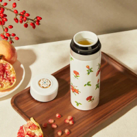 【乾唐軒】吉星石榴花開保溫杯 330ml(鎏金/雪花白)