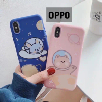 เคสสกรีนลายหมีกระต่ายอวกาศ  OPPO A92020  A3S A7 A5S A7 A31  A12 F11 Pro F9 F7 Silicon #406